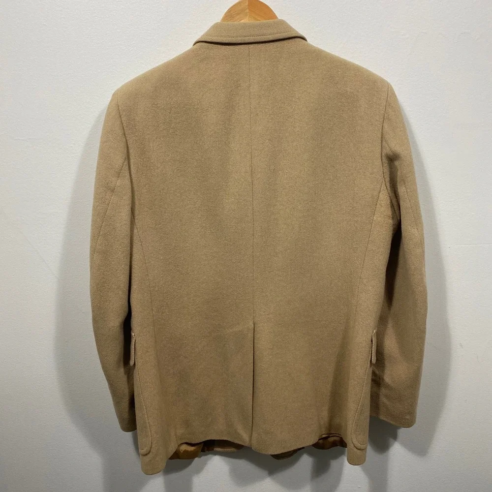 VTG Mens Tan Wool Blend Blazer Jacket Made in Italy Size 38R‎